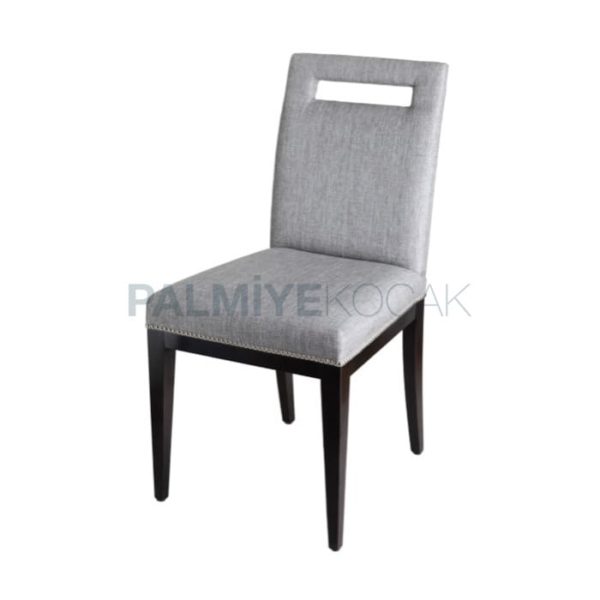 Gri Kumaş Döşemeli Wenge Boyalı Cafe Sandalyesi